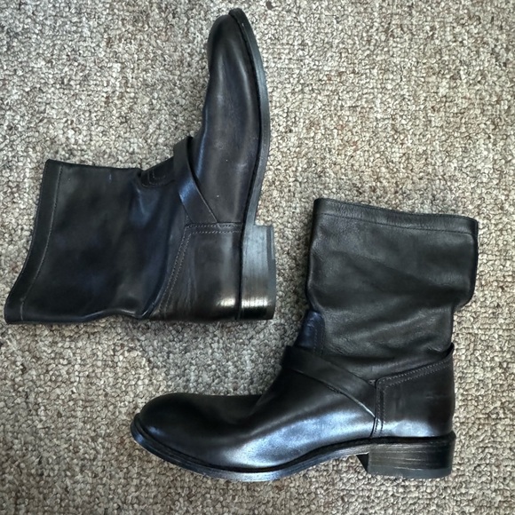 Rag & Bone Black leather MOTO buckle boots 38.5​ - Picture 3 of 14